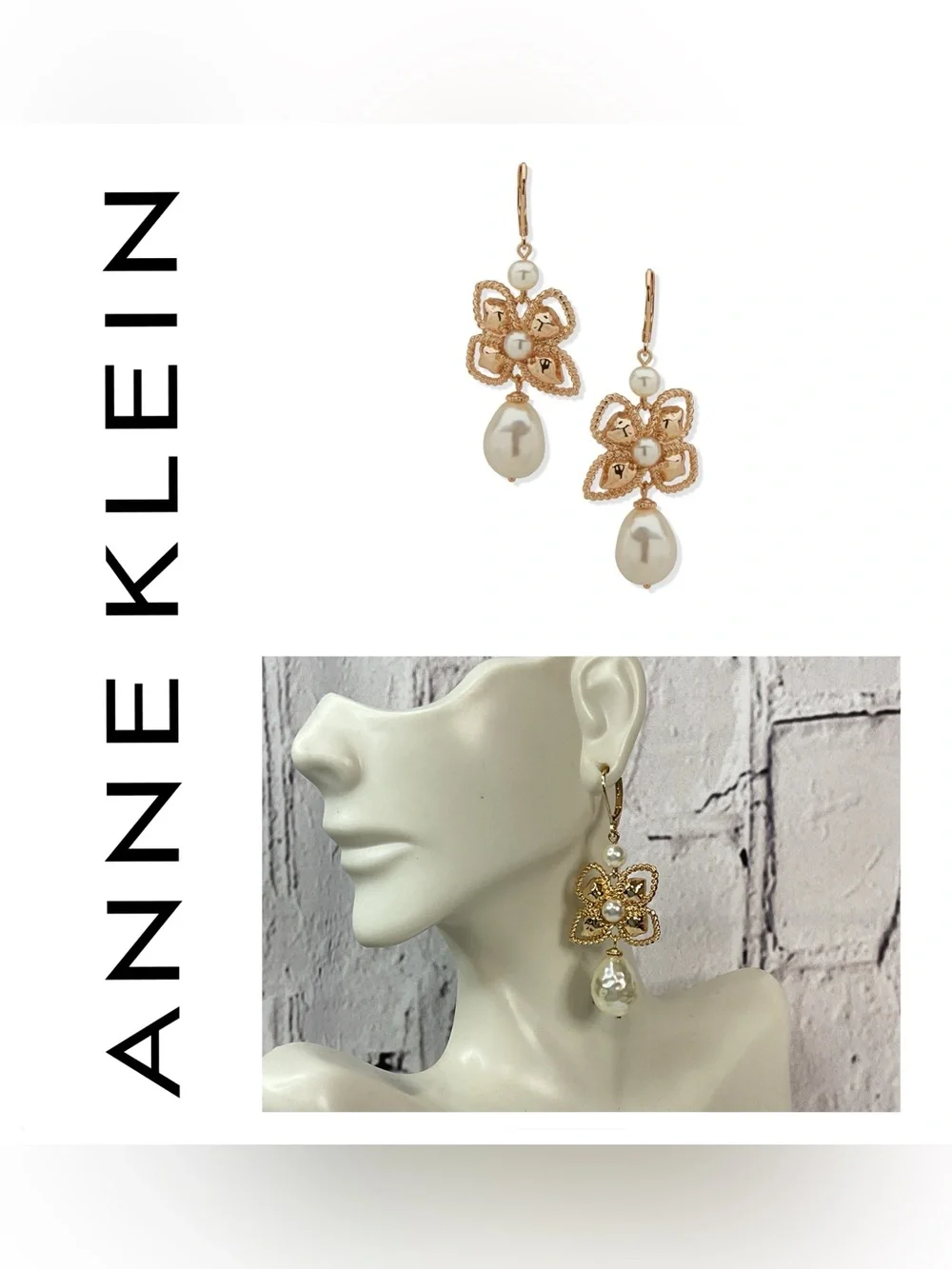 🌟🌟 Anne Klein Pearl Petal Earrings